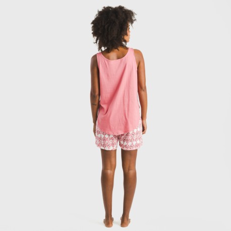 Pijama corto algodón Azucena marsala