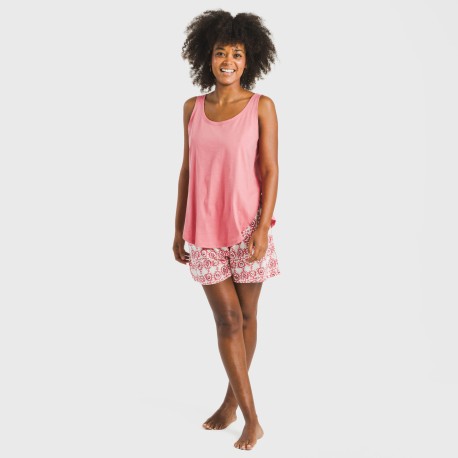 Pijama corto algodón Azucena marsala