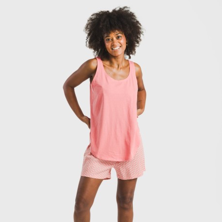 Pijama corto algodón Sassy coral