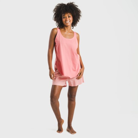 Pijama corto algodón Sassy coral