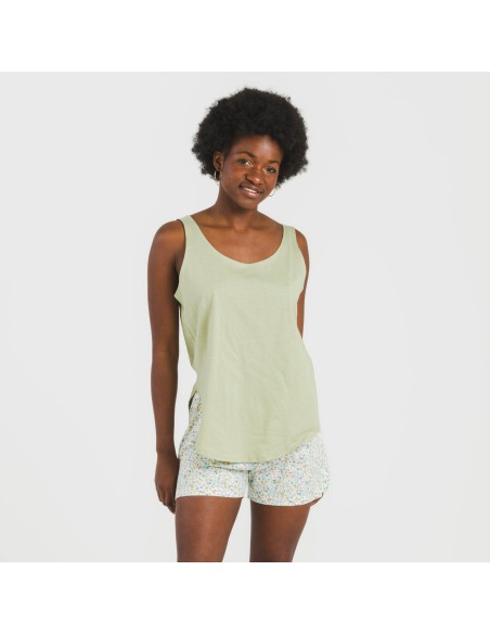 Pijama corto algodón Geminis verde Pijama corto algodón Geminis verde