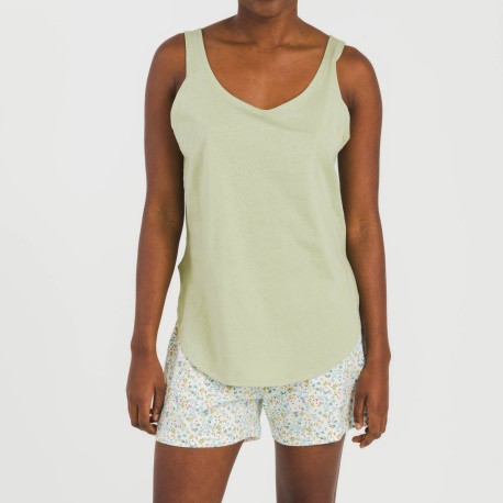 Pijama corto algodón Geminis verde