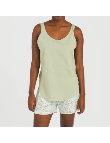 Pijama corto algodón Geminis verde Pijama corto algodón Geminis verde