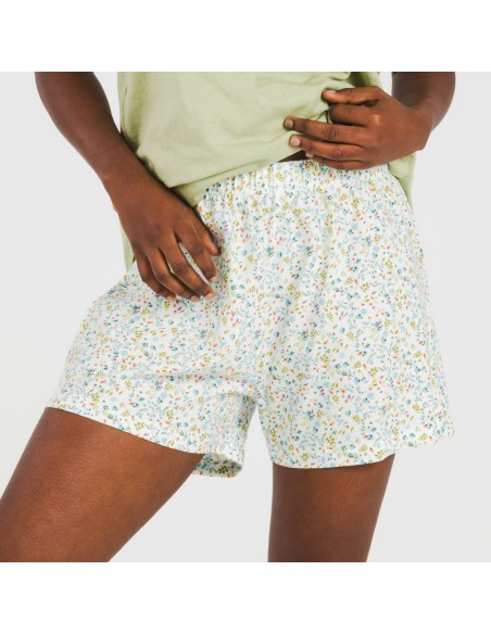 Pijama corto algodón Geminis verde Pijama corto algodón Geminis verde