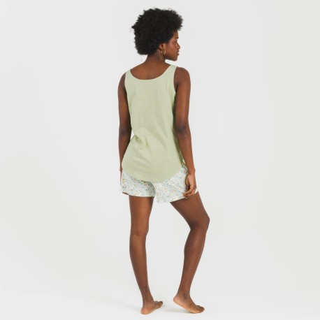 Pijama corto algodón Geminis verde