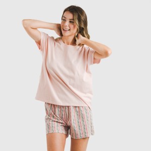 Pijama corto manga fluida algodón mujer Villa rosa 2