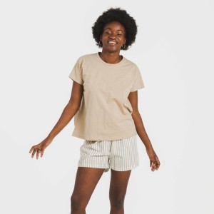 Pijama corto manga fluida algodón mujer Raya Kodac arena 2