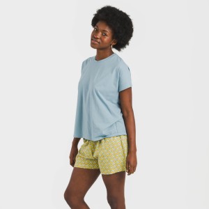 Pijama corto manga fluida algodón mujer Sisena agua marina 2
