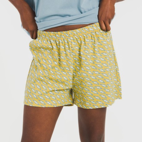 Pijama corto manga fluida algodón mujer Sisena agua marina