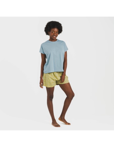 Pijama corto manga fluida algodón mujer Sisena agua marina Pijama corto manga fluida algodón mujer Sisena agua marina