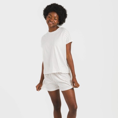 Pijama corto manga fluida algodón mujer Klaus marsala