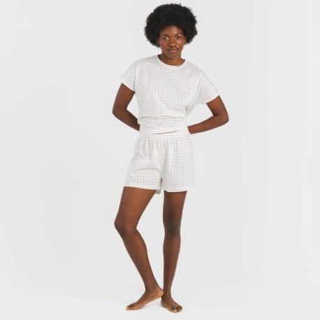 Pijama corto manga fluida algodón mujer Klaus marsala