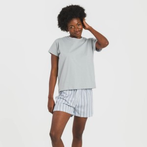 Pijama corto manga fluida algodón mujer Raya Marsella indigo 2