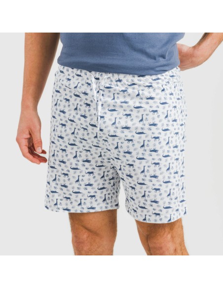 Pijama corto algodón hombre Saachi azul