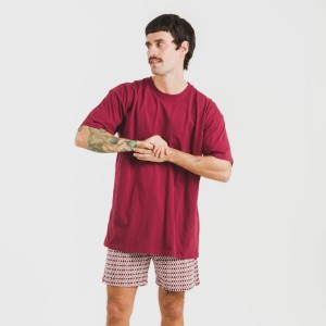 Pijama corto algodón hombre Jannat burdeos 2