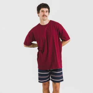 Pijama corto algodón hombre Lucio burdeos