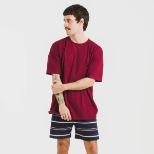 Pijama corto algodón hombre Lucio burdeos 2