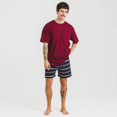 Pijama corto algodón hombre Lucio burdeos