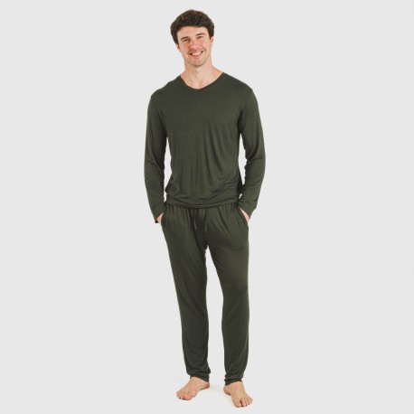 Pijama largo viscosa hombre liso