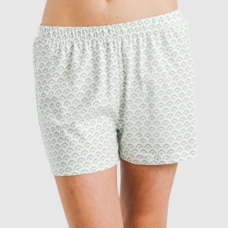 Pijama corto manga fluida algodón mujer Xenia verde azulado