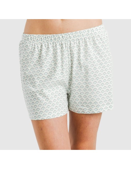 Pijama corto manga fluida algodón mujer Xenia verde azulado Pijama corto manga fluida algodón mujer Xenia verde azulado