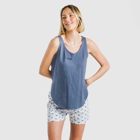 Pijama corto algodón Saachi azul