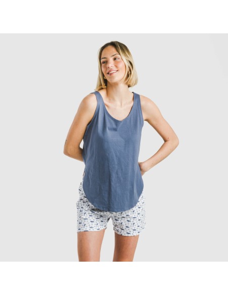 Pijama corto algodón Saachi azul