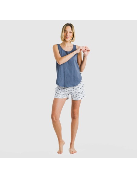 Pijama corto algodón Saachi azul