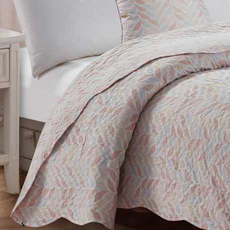 Colcha Bouti Trigo 180x270 Colcha Bouti económica FLORES color rosa para cama de 90