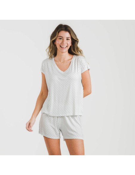 Pijama corto manga fluida viscosa mujer Verso indigo