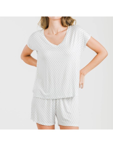 Pijama corto manga fluida viscosa mujer Verso indigo