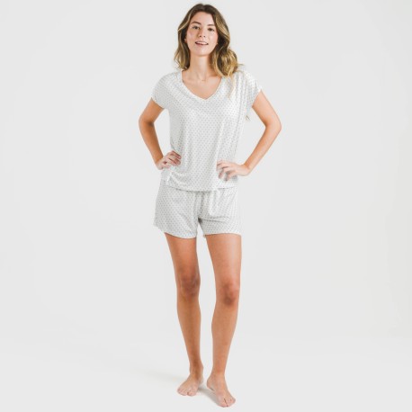 Pijama corto manga fluida viscosa mujer Verso indigo