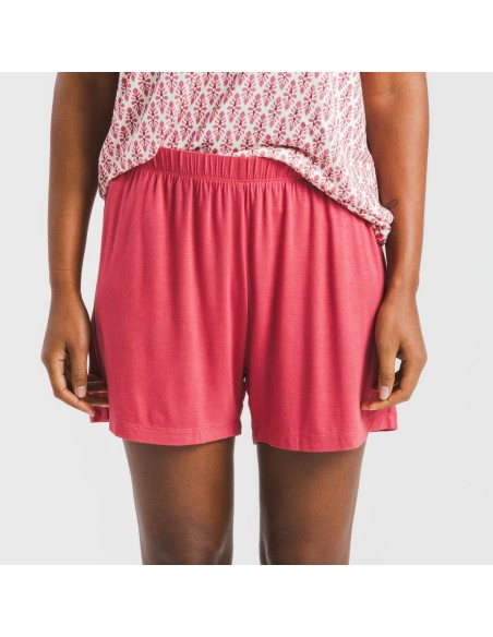 Pijama corto manga fluida viscosa mujer Serbia marsala