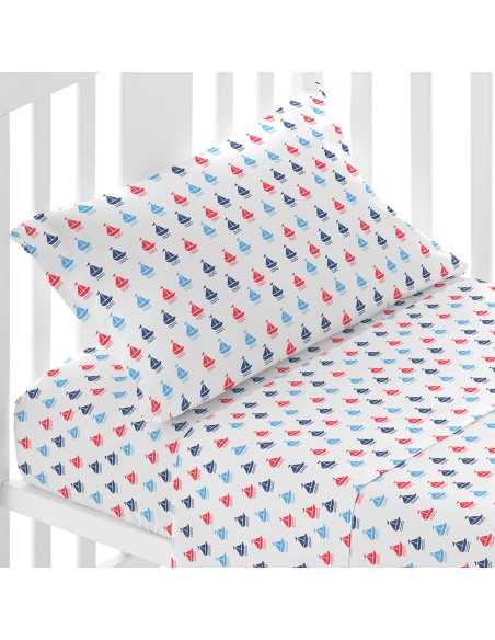 Juego de sábanas algodón Hawat azul cuna