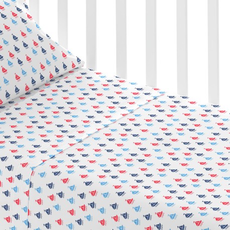 Juego de sábanas algodón Hawat azul cuna