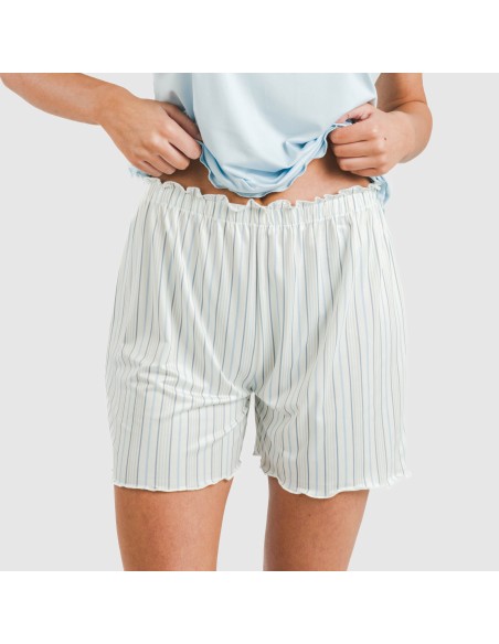 Pijama corto mujer manga fluida soft Raya Bill celeste Pijama corto mujer manga fluida soft Raya Bill celeste