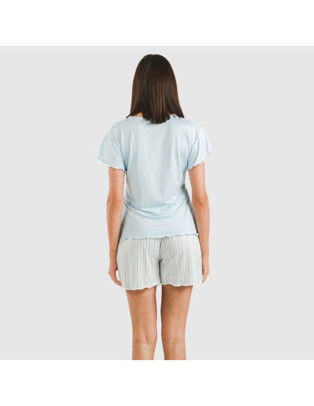 Pijama corto mujer manga fluida soft Raya Bill celeste Pijama corto mujer manga fluida soft Raya Bill celeste