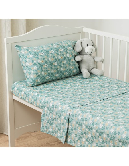 Juego de sábanas algodón Martinuca agua marina cuna Juego de sábanas algodón Martinuca agua marina cuna