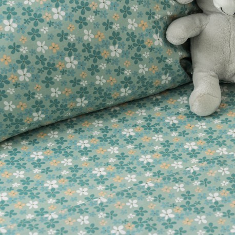 Juego de sábanas algodón Martinuca agua marina cuna