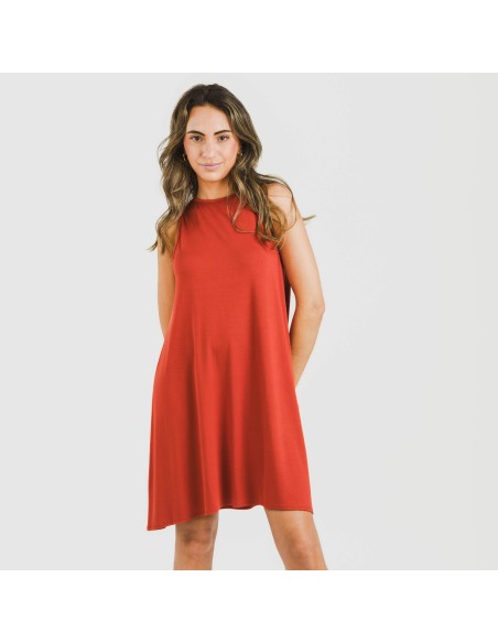 Vestido corto tirantes viscosa liso Vestido corto tirantes viscosa liso