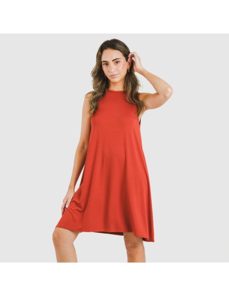 Vestido corto tirantes viscosa liso Vestido corto tirantes viscosa liso