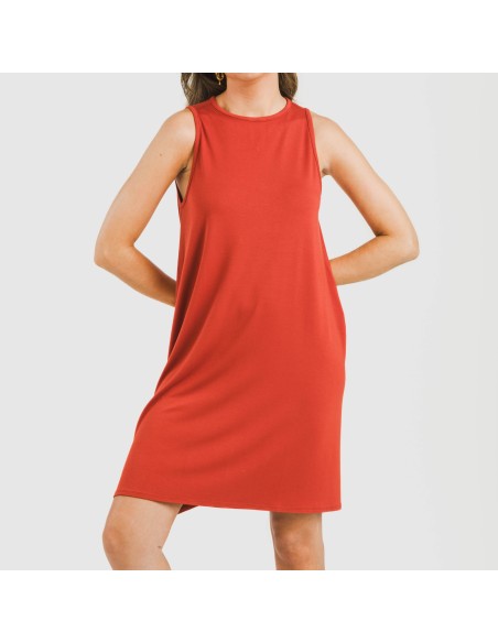 Vestido corto tirantes viscosa liso Vestido corto tirantes viscosa liso