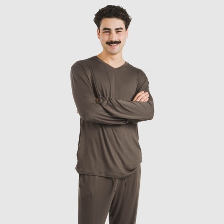 Pijama largo viscosa hombre liso