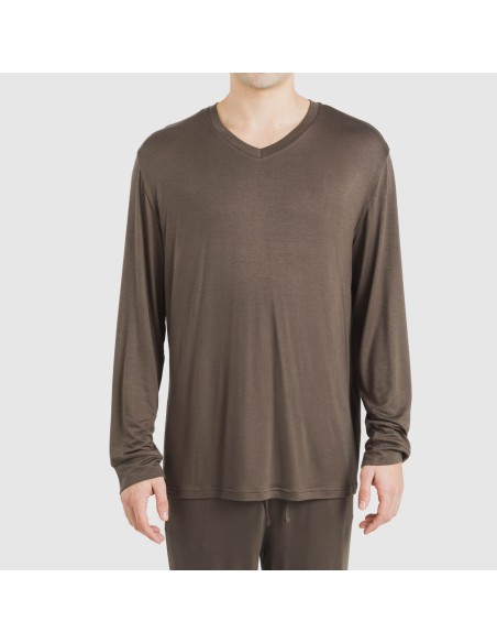 Pijama largo viscosa hombre liso