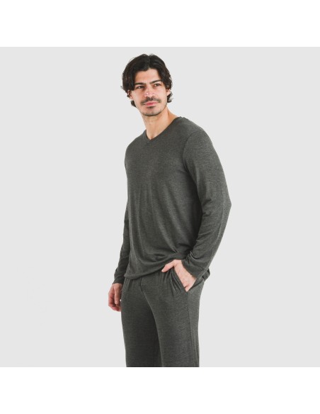 Pijama largo viscosa hombre liso