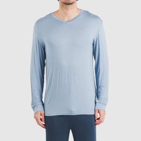 Pijama largo viscosa hombre liso
