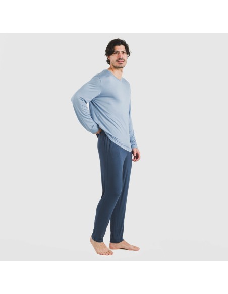 Pijama largo viscosa hombre liso