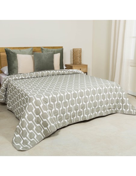 Colcha doble tela jacquard  Sunnies verde seco