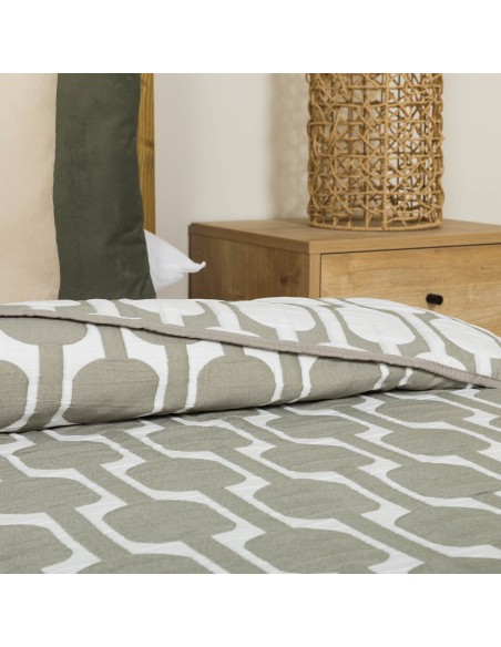 Colcha doble tela jacquard  Sunnies verde seco