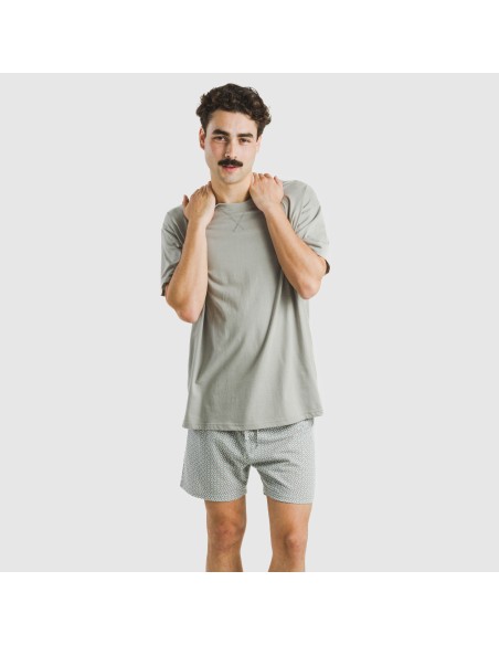 Pijama corto algodón hombre Sassy verde Pijama corto algodón hombre Sassy verde